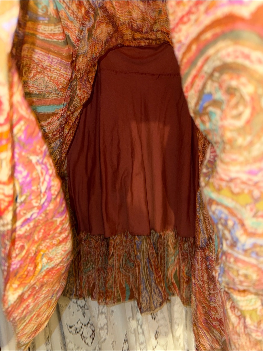 Lauren Ralph Lauren Paisley Tiered Maxi Skirt in Rust, Olive & Teal - Picture 5 of 6